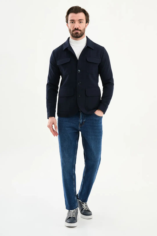 Navy Blue Wool Coat