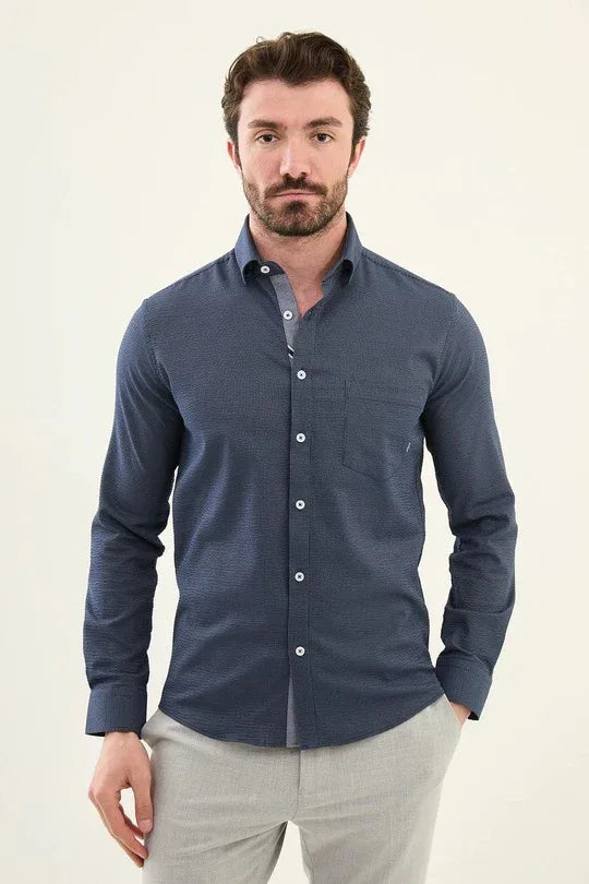Marina Navy Blue Dress Shirt