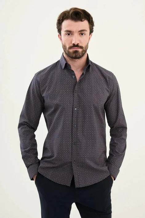 Marina Navy Blue Plaid Shirt