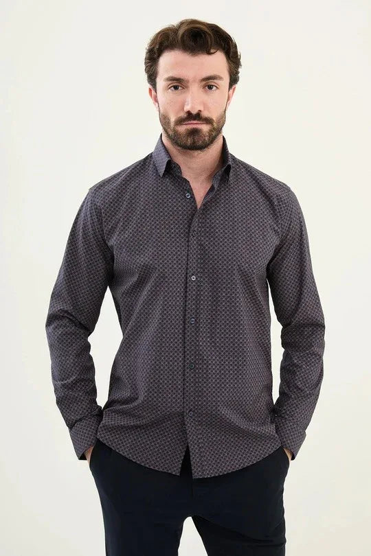 Marina Navy Blue Plaid Shirt