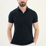 Marina Navy Blue Ribbed Polo Shirt