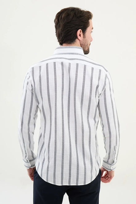 Marina Navy Blue Striped Long Sleeve Shirt