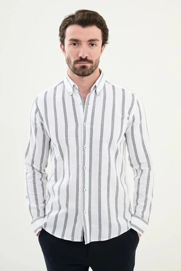 Marina Navy Blue Striped Long Sleeve Shirt