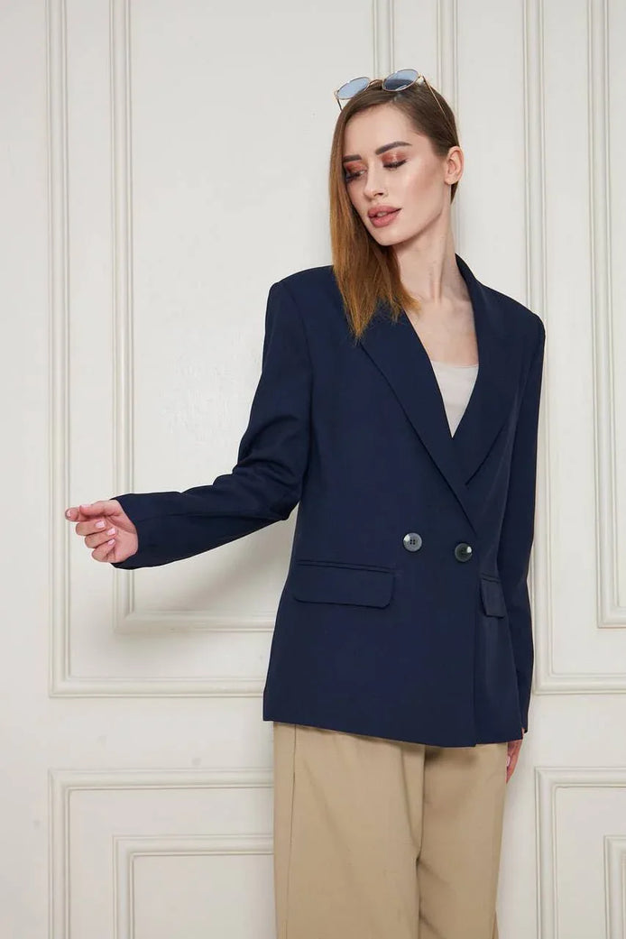 Marina Navy Double Breasted Blazer Women