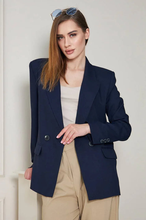 Marina Navy Double Breasted Blazer Women