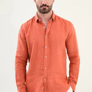 Marina Orange Mens Linen Shirt