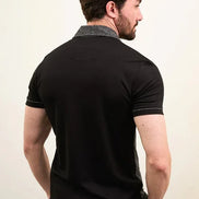 Marina Pattern Black Polo Shirt