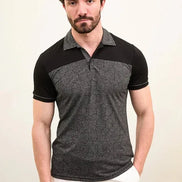 Marina Pattern Black Polo Shirt