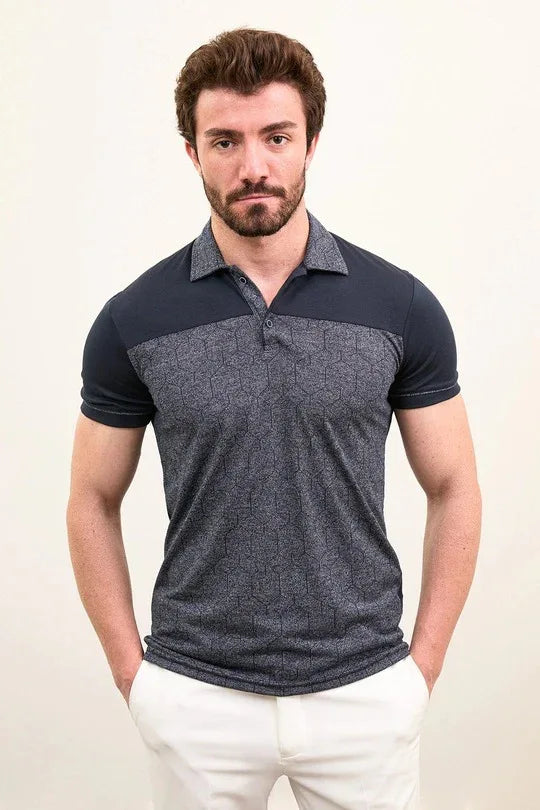 Marina Pattern Navy Polo Shirt