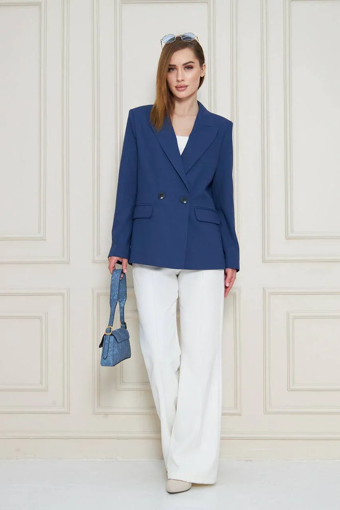 Marina Royal Blue Double Breasted Blazer Women