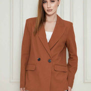 Marina Rust Brown Double Breasted Blazer Women