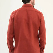 Marina Rust Brown Mens Linen Shirt