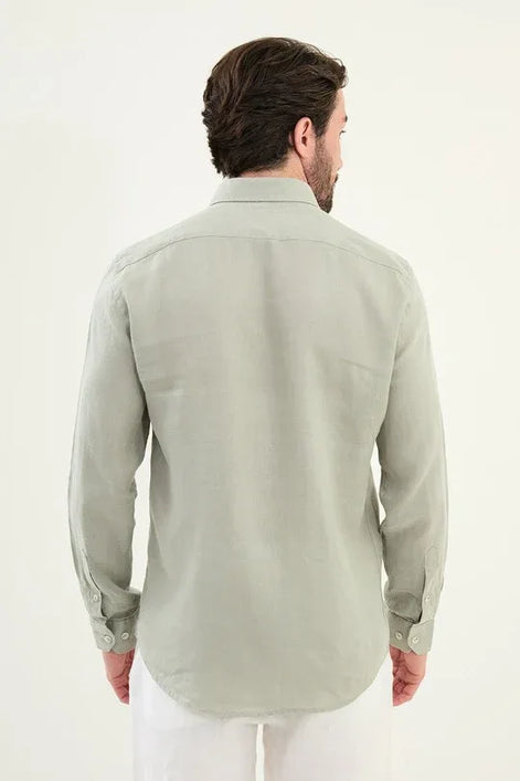 Marina Sage Green Mens Linen Shirt