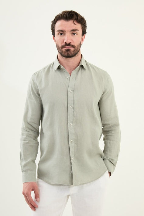 Sage Green Mens Linen Shirt
