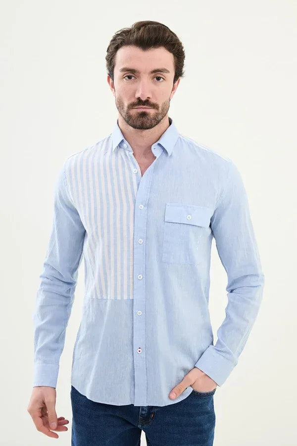 Marina Striped Light Blue Long Sleeve Shirt