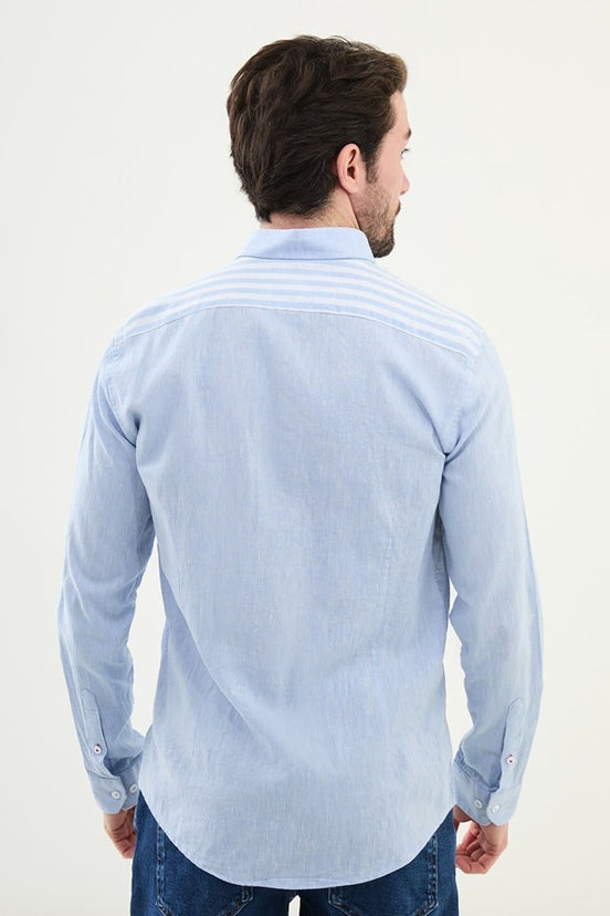 Striped Light Blue Long Sleeve Shirt