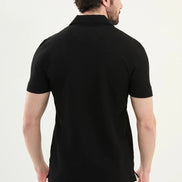 Marina Striped Mens Polo Shirt Black