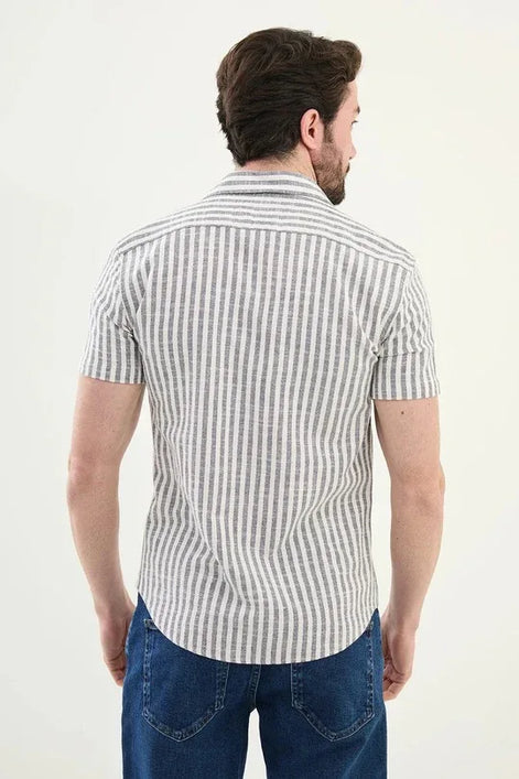 Marina Striped Navy Blue Short Sleeve Shirt