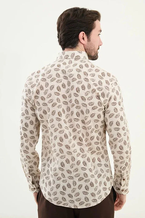 Marina Tropical Beige Linen Shirt