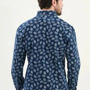Marina Tropical Navy Blue Linen Shirt