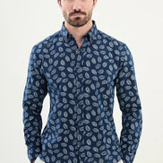 Marina Tropical Navy Blue Linen Shirt