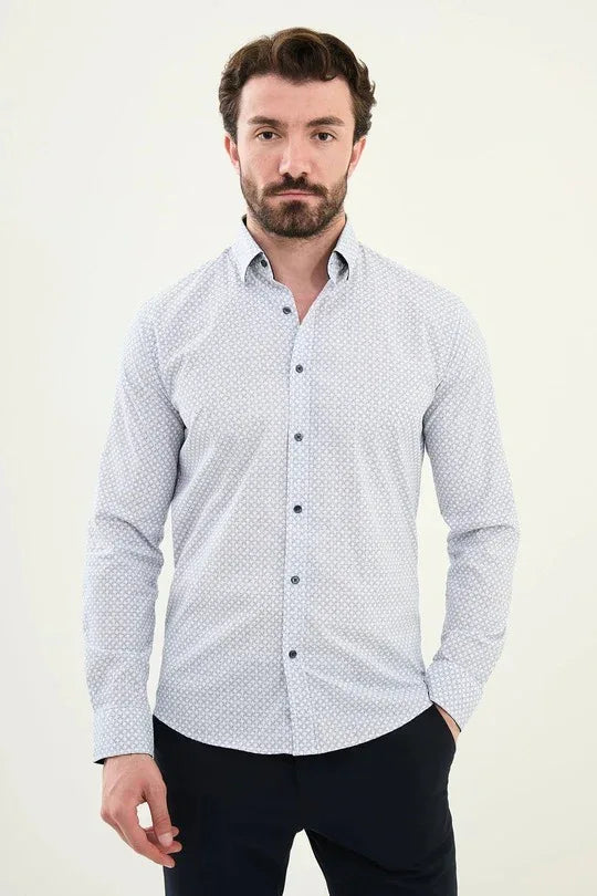 Marina White Plaid Shirt