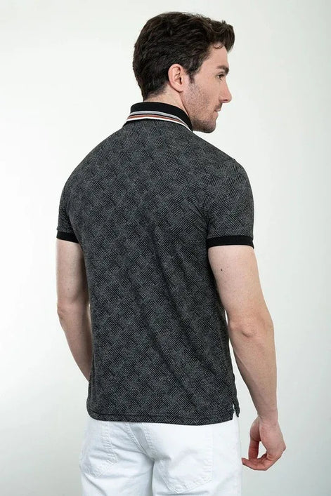 Marina Woven Black Polo Shirt