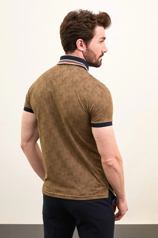 Woven Brown Polo Shirt