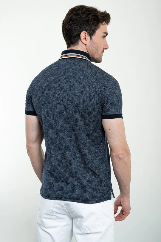 Woven Navy Polo Shirt