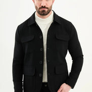Black Double Pocket Wool Coat