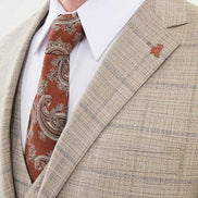 Marion 3 Piece Plaid Beige Linen Suit