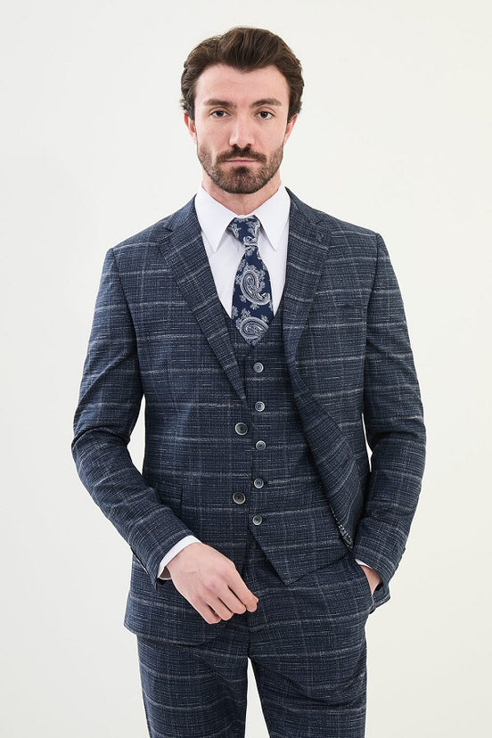 Navy Blue Linen Suit