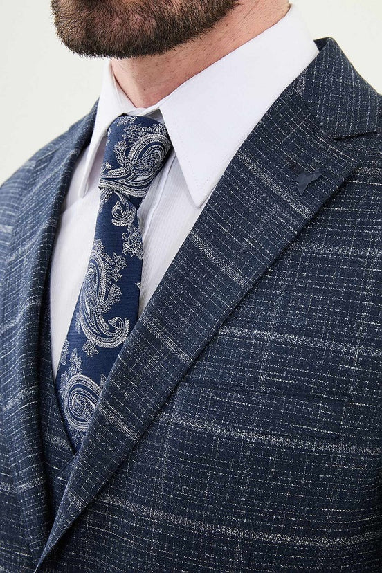 Navy Blue Linen Suit
