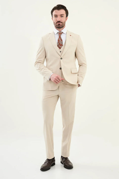 Marion 3 Piece Beige Suit