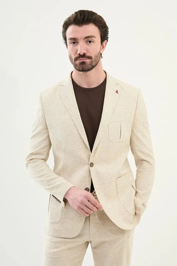 Marion Beige Mens Linen Suit
