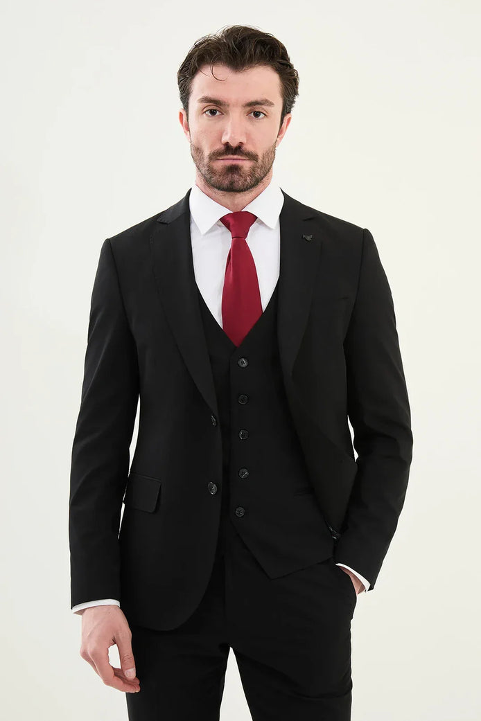 Marion Slim Fit Black Suit