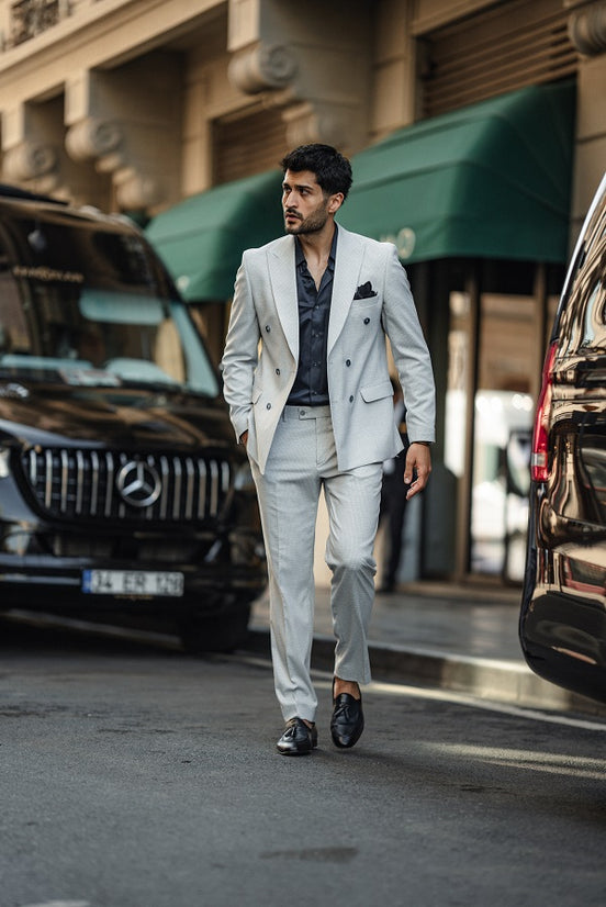 Blue Double Breasted Suit