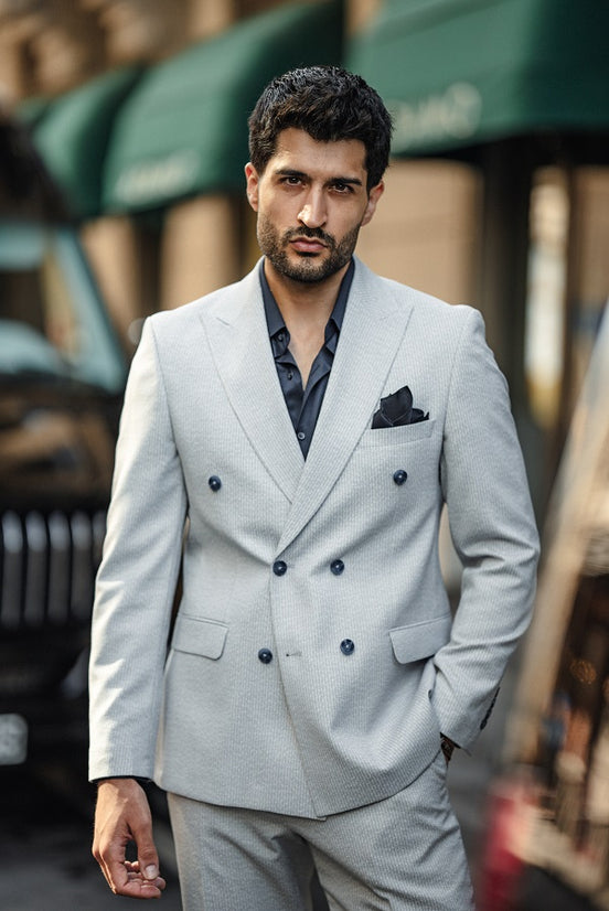 Blue Double Breasted Suit