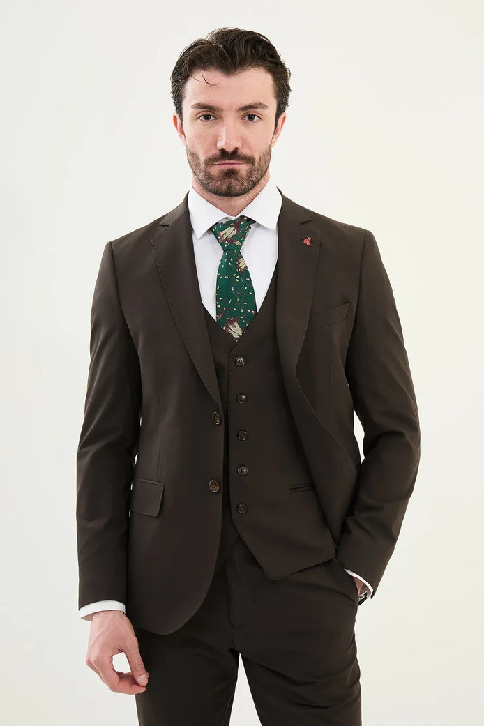 Marion 3 Piece Brown Suit