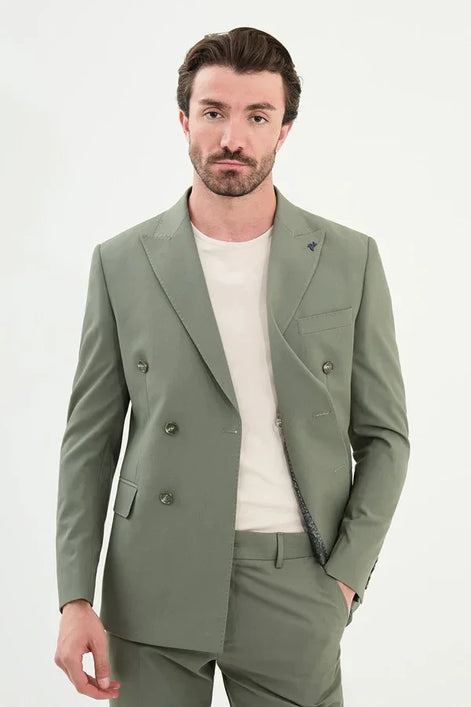 Marion Cotton Sage Green Double Breasted Suit