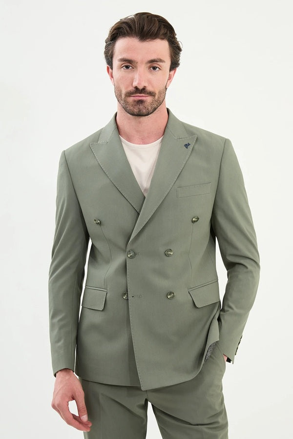 Marion Cotton Sage Green Double Breasted Suit