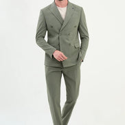 Marion Cotton Sage Green Double Breasted Suit