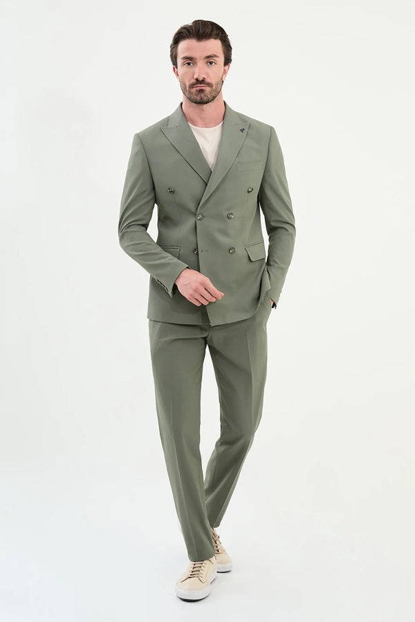 Marion Cotton Sage Green Double Breasted Suit