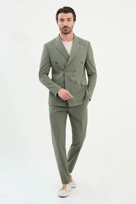 Marion Cotton Sage Green Double Breasted Suit