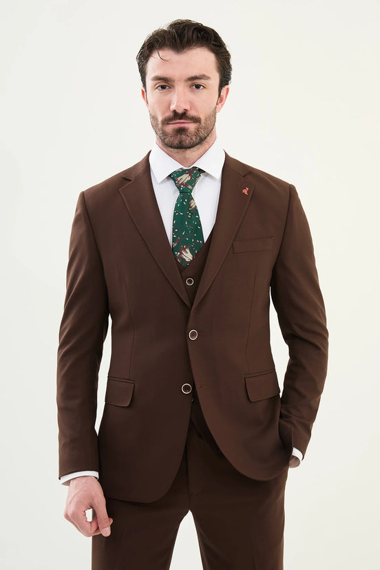 Dark Brown 3 piece suit for Men - mens slim fit suits