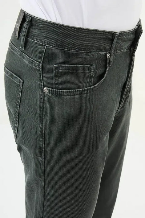 Dark Gray Striped Jeans