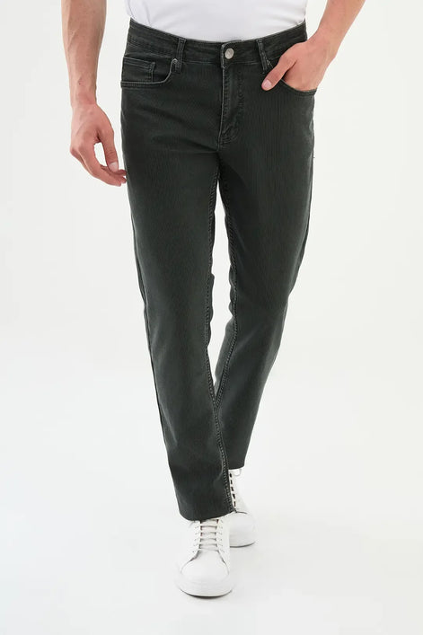 Dark Gray Striped Jeans