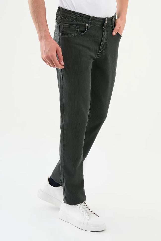 Dark Gray Striped Jeans