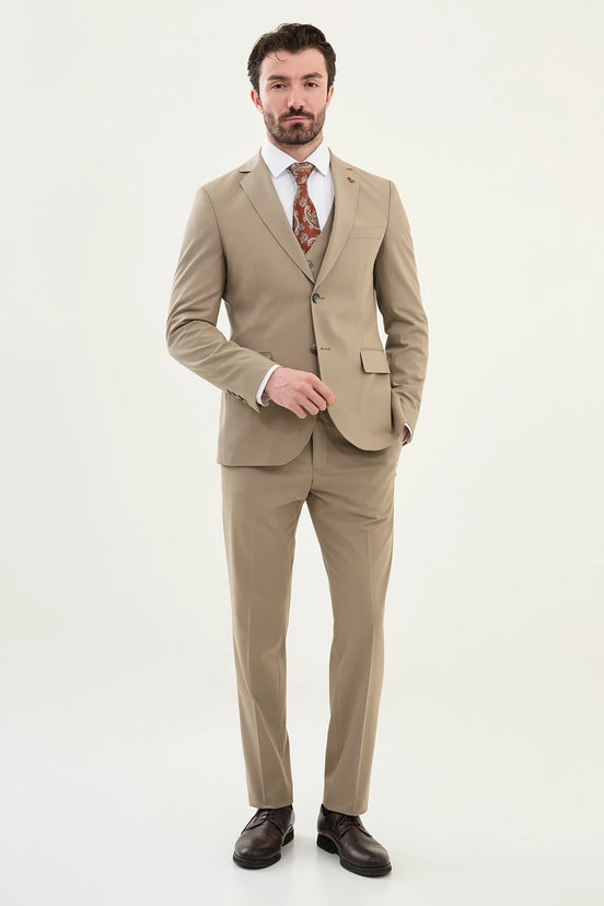 light brown suit