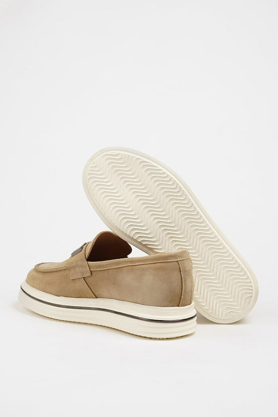 Men's Beige Suede Loafers